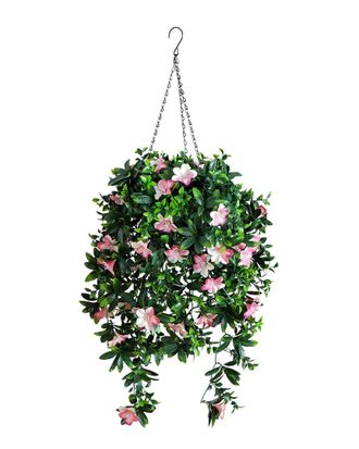 Nearly Natural 34In Uv-Resistant Artificial Azalea Hanging Basket (Indoor/Outdoor)