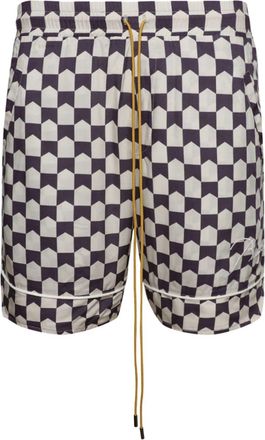 Rhude check-pattern track shorts - men - Polyester - S - Brown