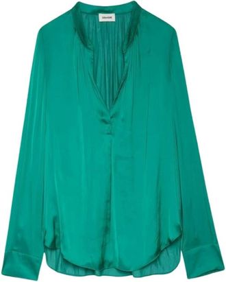 Zadig&Voltaire Tink Satin Blouse - - Blouses & Shirts - Donna - Verde - M