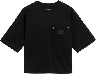 Carhartt Work in Progress Tops, Dames, Zwart, M, Katoen, Vierkante Pasvorm Katoenen T-Shirt