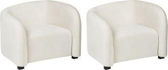 Beliani Set of 2 Armchairs VELTADA Velvet Off-White