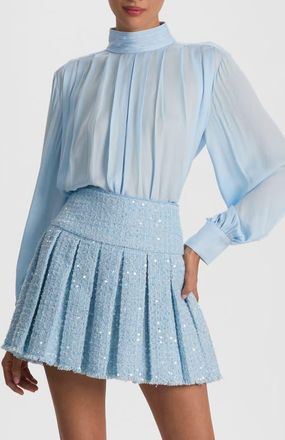 Alice & Olivia Gertrude Mock Neck Top in Carolina Blue at Nordstrom, Size X-Large