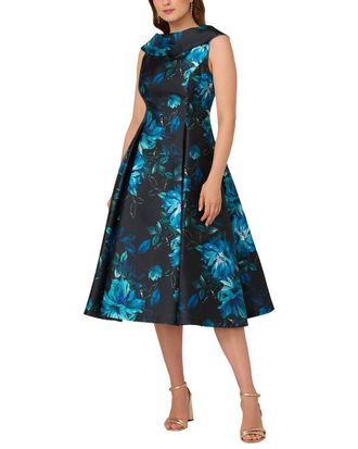 Adrianna Papell Printed Jacquard Midi Dress