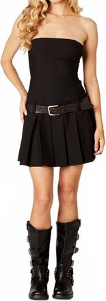 Cotton Candy Strapless Pleated Dress In Black