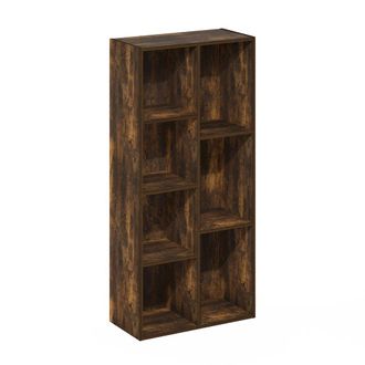 Furinno Luder 7-Cube Reversible Open Shelf, Amber Pine