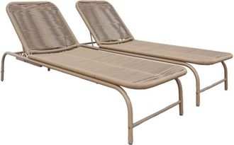 Sweeek Set of 2 multi-position sun loungers steel and rope beige 195x63x32 cm - Orika