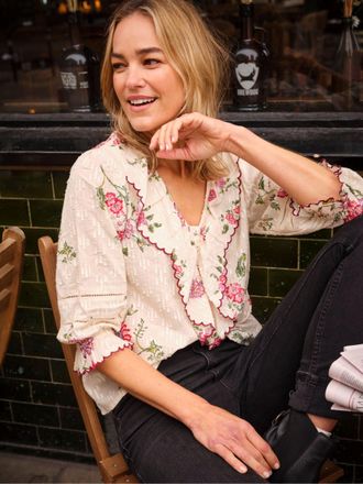 Fat Face FatFace Carly Ivory Spring Floral Regular Blouse