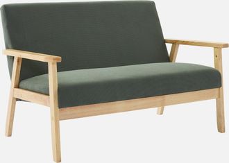 Sweeek Sof&aacute;-banco 2 Plazas, Pana, Patas De Madera, Isak Pana, Kaki Oscuro, 114x69.5x73 Cm