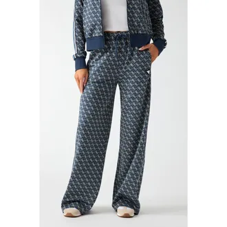 Guess 4G Logo Jacquard Drawstring Pants in Open Blue at Nordstrom, Size X-Small