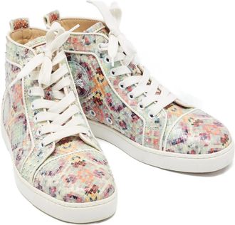 Christian Louboutin Sneakers alte Louis con effetto serpente - Bianco