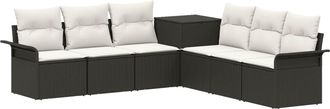 vidaXL Juego De Sof&aacute; 7 Uds. Negro Y Blanco Crema Vidaxl
