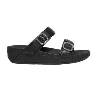 FitFlop Dames Lulu Leren Verstelbare Band Slides (Zwart)