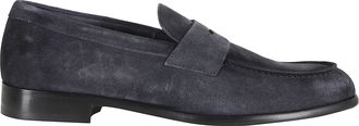 Doucal's Blue Penny Rubber-Sole Suede Loafers