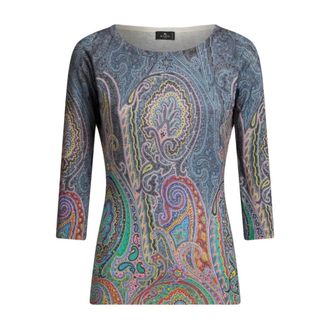 Etro Long Sleeve T-Shirts, female, Multicolor, XL, Paisley Print Knit Jumper
