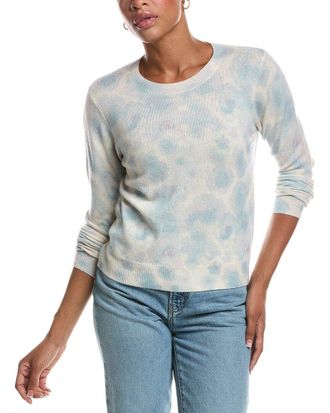 Autumn Cashmere Watercolor Floral Print Crewneck Cashmere Sweater