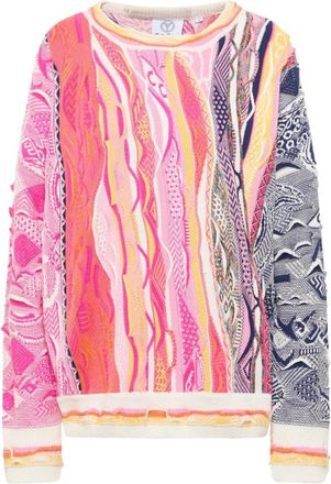 Carlo Colucci Gezellige Oversized Gebreide Trui - Dames - Ronde hals truien - Veelkleurig - L - Truien & Vesten