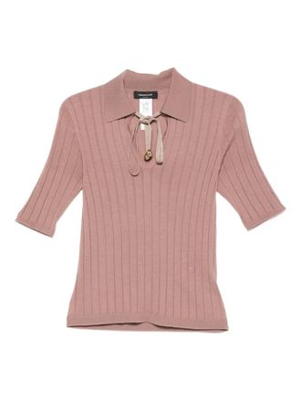 Fabiana Filippi ribbed tie-neck top - Pink