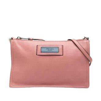 Prada Pre-owned Etiquette Schoudertas - Dames - Pre-owned - Roze - Maat: ONE Size Zijde
