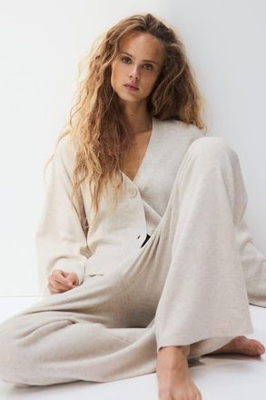 H&M Fine-knit cardigan in Light Beige Melange at Nordstrom, Size Xx-Large