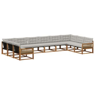 vidaXL Conjunto De Sof&aacute;s De Exterior 10 Pcs Natural Y Gris Claro Vidaxl