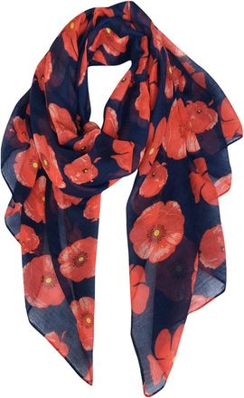 World of Shawls New Ladies Womens Celebrity Style Scarf Scarves (Navy Blue Poppy Flower)