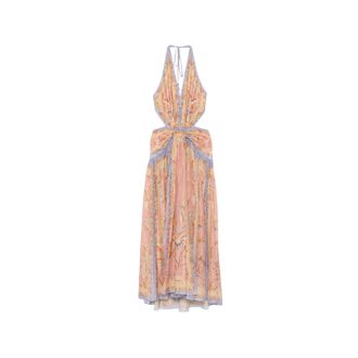 Zimmermann Indra Plunge Halter Maxi Dress - female - Zimmermann - Maxi Dresses - Multicolor - S - Dresses
