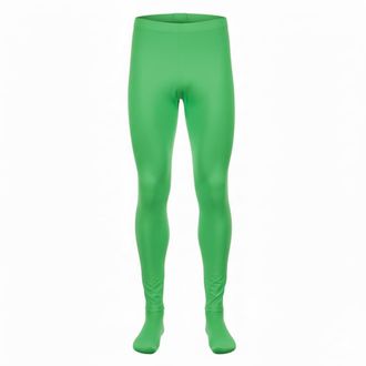 Generic Mens Green Dance Tights Opaque Stretch Leggings for Performance, Costume, Gym & Stage Wear