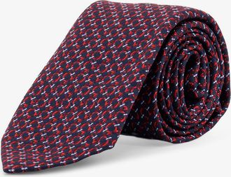 Ferragamo Cravatta Crema in seta con stampa Intreccio - FERRAGAMO - gender_Man