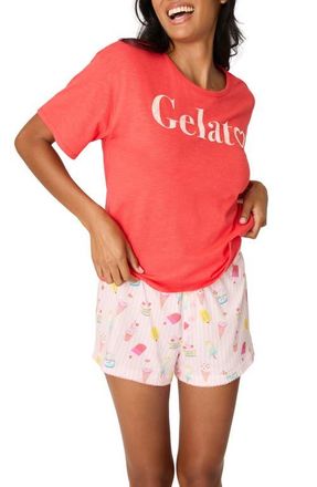 PJ Salvage Playful Print Cotton & Modal Short Pajamas in Red Multi at Nordstrom, Size X-Small