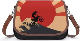 Generic Japanese Wave Motorcycle Motocross Flag Small Womens Crossbody Bags Shoulder Handbag with Adjustable Strap for Travel