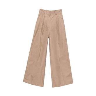 Balenciaga High-waist Pleated Trousers - female - Balenciaga - Wide Trousers - Beige - XS - Trousers