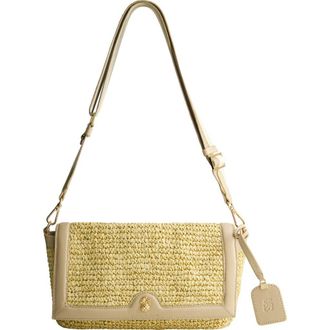Tommy Bahama Soft Straw Long Flap Crossbody in Tan at Nordstrom