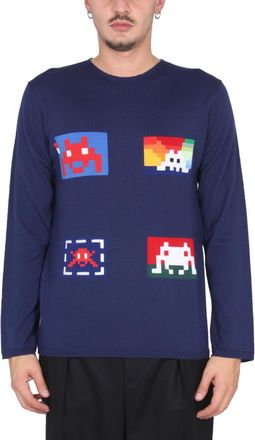 Comme Des Gar&ccedil;ons Blue Crew Neck Sweater
