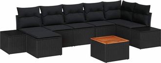 vidaXL Conjunto De Sof&aacute; De Jard&iacute;n 8 Pcs Negro Vidaxl