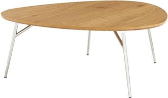 Sweeek Oval coffee table chrome legs and Oak effect top, Ezia 100x95x35.5 cm