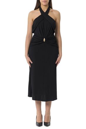 Elisabetta Franchi Crossover Gathered Sleeveless Dress