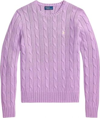 Polo Ralph Lauren Trui met ronde hals en kabelpatroon - Dames - Ronde hals truien - Paars - XL - Katoen - Truien & Vesten