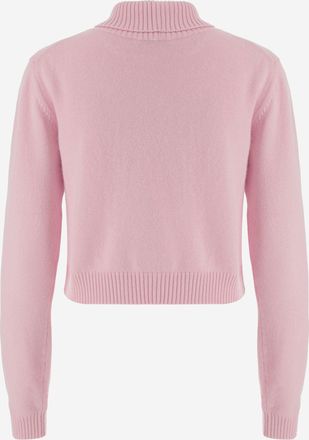Jil Sander Womens Wool Turtleneck Sweater Pink