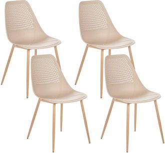 Beliani Set di 4 sedie da pranzo moderne minimaliste senza braccioli con seduta in plastica Beige Hazelton