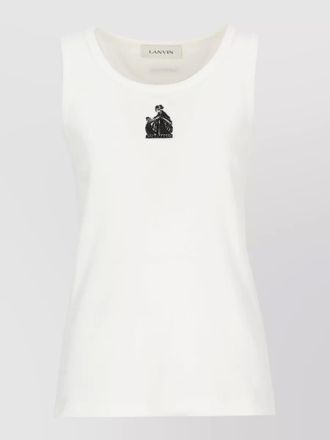 Lanvin round neck sleeveless top beaded embroidery