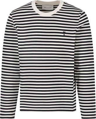 Ami Black Striped Long-Sleeve Ami De Caur Cotton T-Shirt