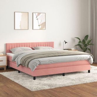 vidaXL Vidaxl - Cama Box Spring Con Colch&oacute;n Terciopelo Rosa 160x200 Cm