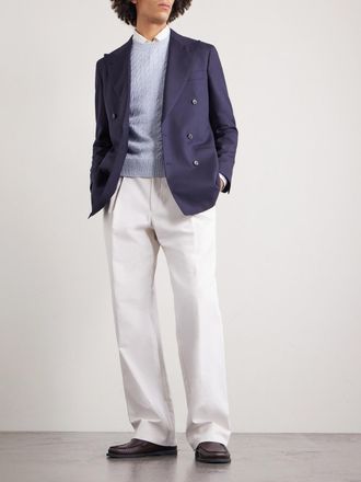 Dunhill Cable-Knit Cashmere and Linen-Blend Sweater