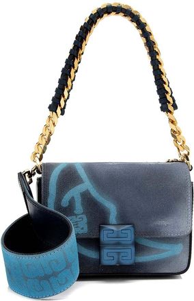 Givenchy Blue Canvas X Chito Graffiti Effect 4G Small Shoulder Bag (Authentic Pre-Loved)
