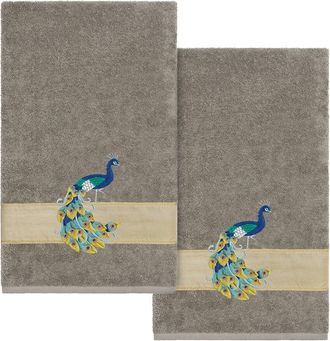 Linum Home Textiles 100% Turkish Cotton Penelope 2Pc Embellished Bath Towel Set