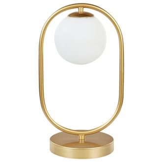 Beliani Beliani - L&aacute;mpara De Mesa Moderna De Pie Pantalla Redonda De Vidrio Luz &Uacute;nica Varilla De Metal De Hierro Oro Yankee