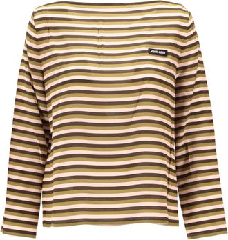 Miu Miu Multicolour Boat Neck Logo Detail Top