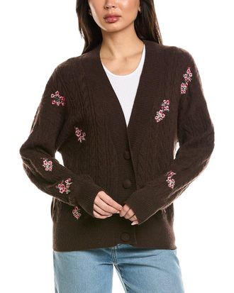 Brodie Flower Cable Cashmere Cardigan