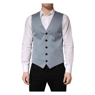 Dolce & Gabbana Suit Vests, male, Gray, Size: M Single Breasted Waistcoat