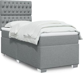 vidaXL Cama Box Spring Con Colch&oacute;n Tela Gris Claro 80x200 Cm